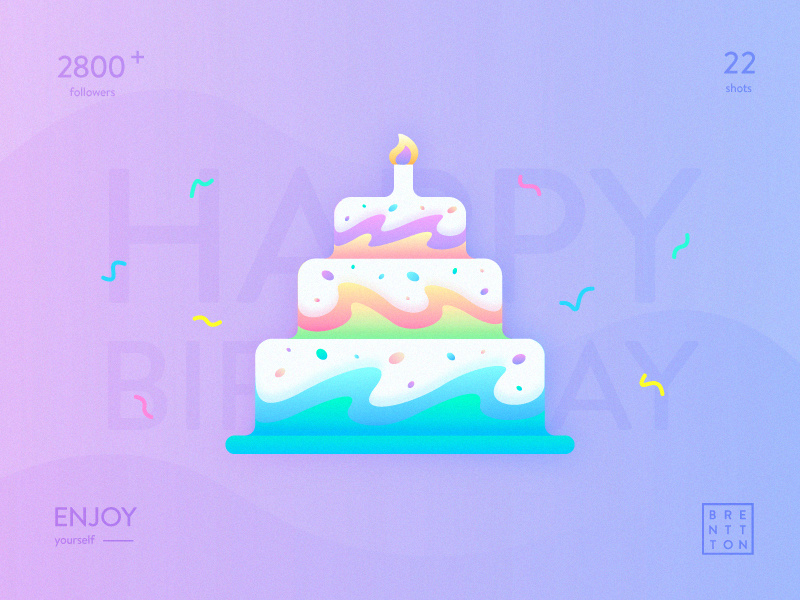 Fantastic Cake brenttton delicious enjoy illustration gradient color graphic wave cake birthday happy