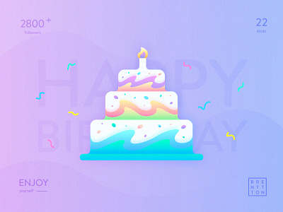 Fantastic Cake birthday brenttton cake color delicious enjoy gradient graphic happy illustration wave
