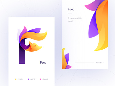 F&Fox brenttton colors flowers gradients graphic illustration logo tails typography vector