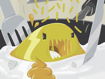 Eat me... if you dare cheese eat egg grater illustration illustrator monster pan poster vector yolk