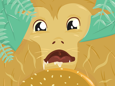 Cravings burger cheese cheeseburger golden illustration illustrator jungle lion tamarin vector