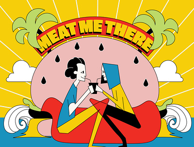 Meat me there 1 branding design design branding illustration illustration poster print