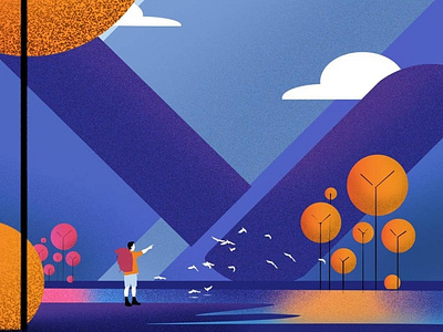 Lake design illustration poster