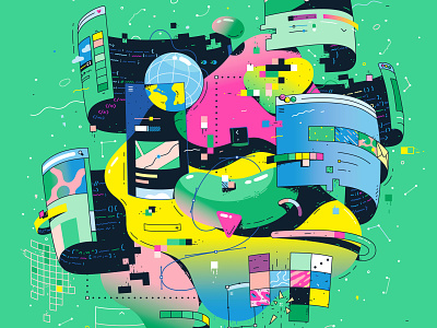 Increment Magazine Cover editorial frontend illustration neon open source pixel vector vector art web design web designer