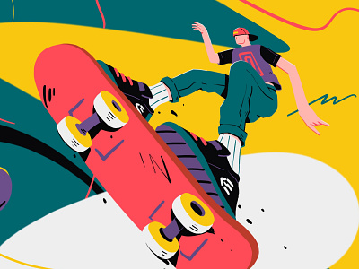 Skaters gonna skate art bright character flat fun illustration perspective procreate procreate app skate skateboard skateboarding skater