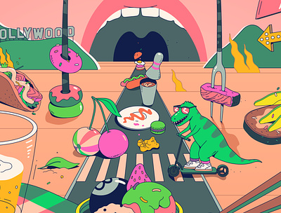 Summer Vibes art bright character cherry flat food fun illustration illustrator neon summer vector