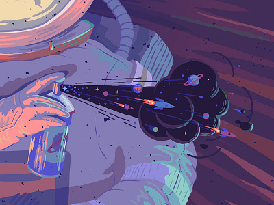 Detail of a new illustration astronaut design graffiti illustrator space space ship spray universe vector