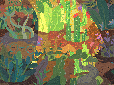 The Garden - detail 2d bright character detail flat fun garden illustration illustrator light plants vector