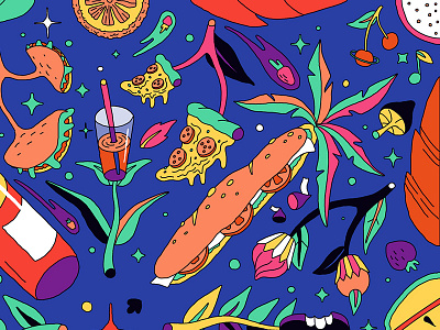 Yume Lunch Bag Module 2d design detail food illustration illustrator module pattern stars universe vector