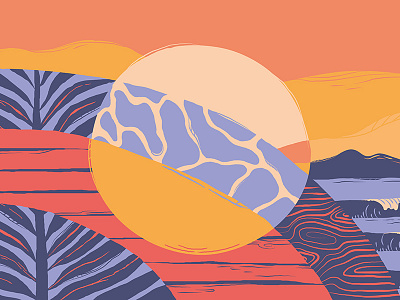 Caribbean Sunsets abstract collage design digital art flat illustration illustrator lines pattern texture vector