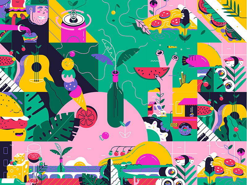 Modular Illo for Bocao Food Fest by Lena Tokens on Dribbble