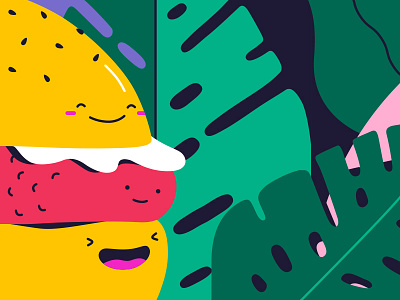 Bun Buds art bright burger design flat food fun geometric illustration pattern vector