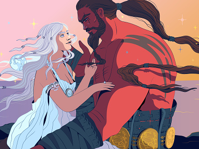 Drogo & Daenerys character character creation editorial editorial art fan art fanart game of trones huffpost illustration vector