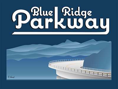 Blue Ridge Parkway through the Appalachian Mountains design graphic design illustration