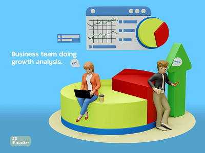Business team doing growth analysis 3d graphic design illustration illustration 3d teamwork