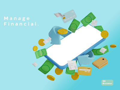 Manage Financial 3d design dollar graphic design illustration illustration 3d