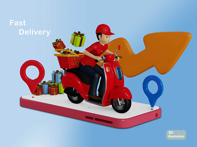 Fast Delivery 3d branding delivery delivery fast delivery older design fast fast delivery for sale graphic design illustration illustration 3d shop online ui