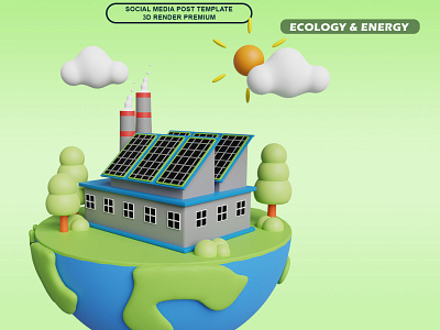 Eco Factory 3d design eco ecology factory green green factory illustration illustration 3d industry ui