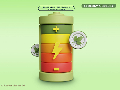 Eco Battery 3d battery battery level battery low battery status change design eco battery illustration illustration 3d