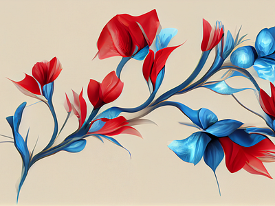 Red and blue flowers Art design