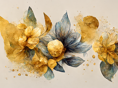 Textured abstract Watercolor Flowers Art design