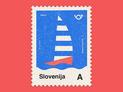 Slovenia - Country of 4 landscapes stamp collection: Coastline colorful design geometric graphic design icon illustration letter retro stamp stamps typogaphy
