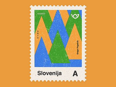 Slovenia - Country of 4 landscapes stamp collection: Forests colorful design geometric graphic design icon illustration poster retro stamp typogaphy