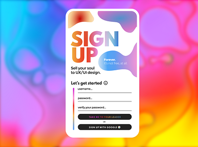 #DailyUI #001 — Sign Up (and sell your soul) dailyui graphic design ui