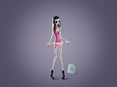 Zombie girl adobe character design girl illustration pink zombie