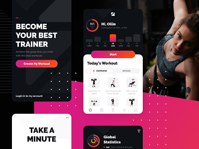 Workouts android app branding challenge dailyui design flat ios trainer trainers ui workout