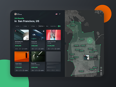 Real Estate Platform - Dark Mode branding darkmode dashboad design figma interface nightmode real estate realestate ui uiux web websites