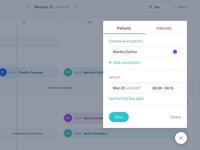 MediCal Add Patient autentika calendar dashboard form interface mialszygrosz stats ui ux