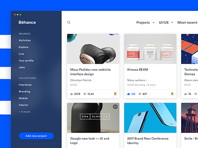 Behance Redesign - Explore autentika behance dashboard fluent interface mialszygrosz redesign ui ux