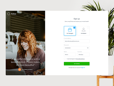 Psikea Sign-in/Sign-up process dashboard form interface login mialszygrosz signin start ui ux
