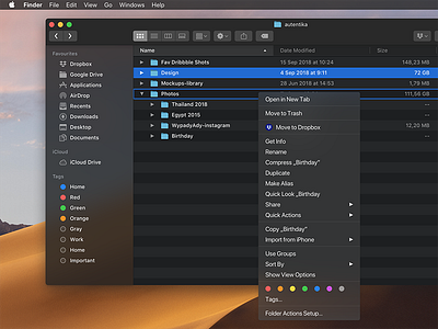 macOS Mojave Dark Mode concept app dark dark mode finder interface mialszygrosz mojave ui ux
