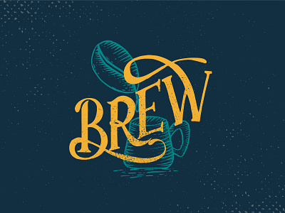 Brew Typography branding cafe logo coffee coffee bean hand lettering illustration logo retro typogaphy vector vintage