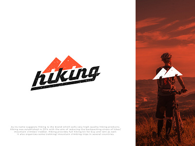 Hiking Logo Concept brand and identity branding hiking icon logo logo design minimal modern mountains negativespace orange sports