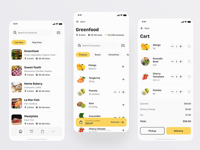 Grocery Delivery App appdesign cart ecommerce ecommerce app food food and drink food app fruits order vegetable