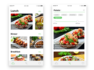 YumLife Mobile Recipe Application app application food green healthy meal mobile recipe ui ux veggie