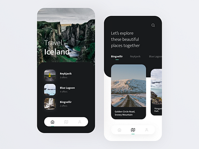 Travel Iceland app app appdesign application ios mobile travel travel app travelling ui ui design ux