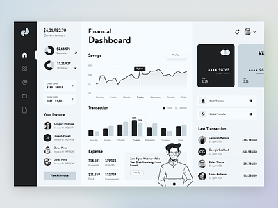 HOK Finance Dashboard accounting banking black blockchaintechnology dashboard entrepreneur invest investment investor money mortgage payments tech trading ui ux wallet wealth web webapp