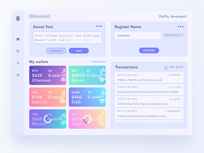 Cryptocurrency Wallet (light) coin crypto cryptocurrency currency dashboard design dribbble ethereum ico interface stats token wallet