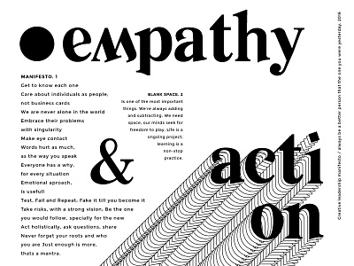 Empathy & Action black blank space graphic manifesto poster type white