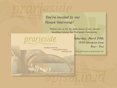 Prarieside Invite architecture branding community identity invite logo natural postcard print residential type typography