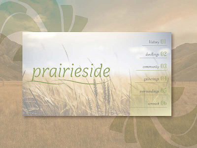 Prairieside Website Draft 01 field light logo menu nature neutral splash page ui ux web website