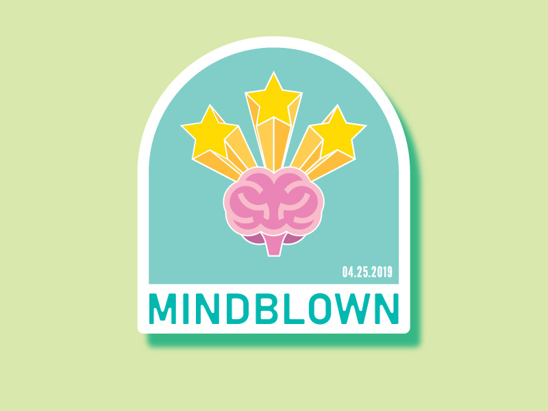Miindblown award achievement sticker patch abstract feeling emotion stars brain badge illustration icon