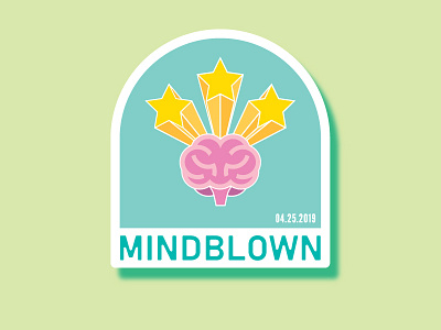 Miindblown abstract achievement award badge brain emotion feeling icon illustration patch stars sticker