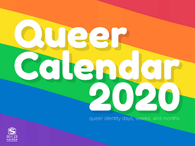 Queer Calendar 2020 cover 2020 calendar campaign cover happy kickstarter lgbtq playful queer rainbow round type