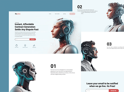 Resolve Landing Page | Contract Generator by Island Web Design ai beautiful website design illustration island web design landing page midjourney midjourney image midjourney website ui uiux ux web design website website landing