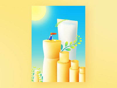 An advertising illustration of bottled products